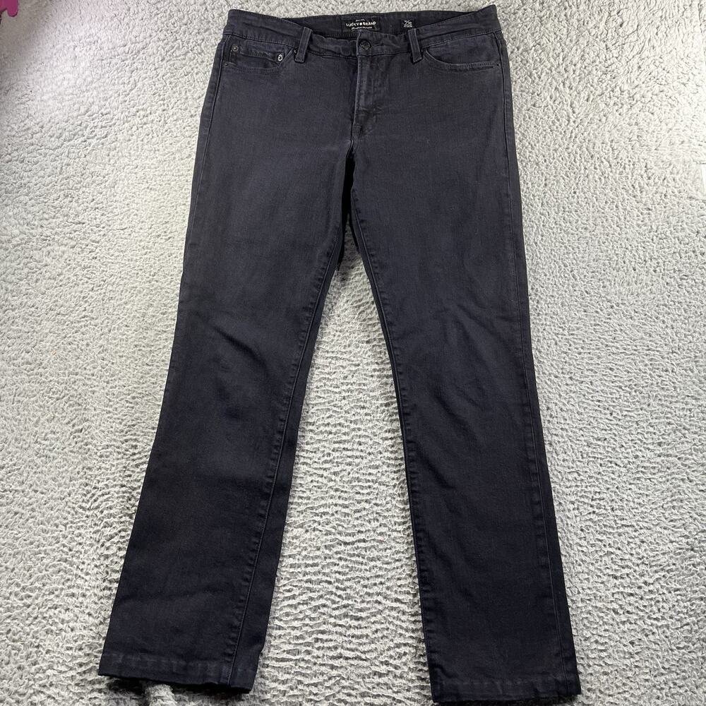 Lucky Brand Sweet Straight Jeans Womens 10/30 Black Denim Mid Rise 34x30 Stretch